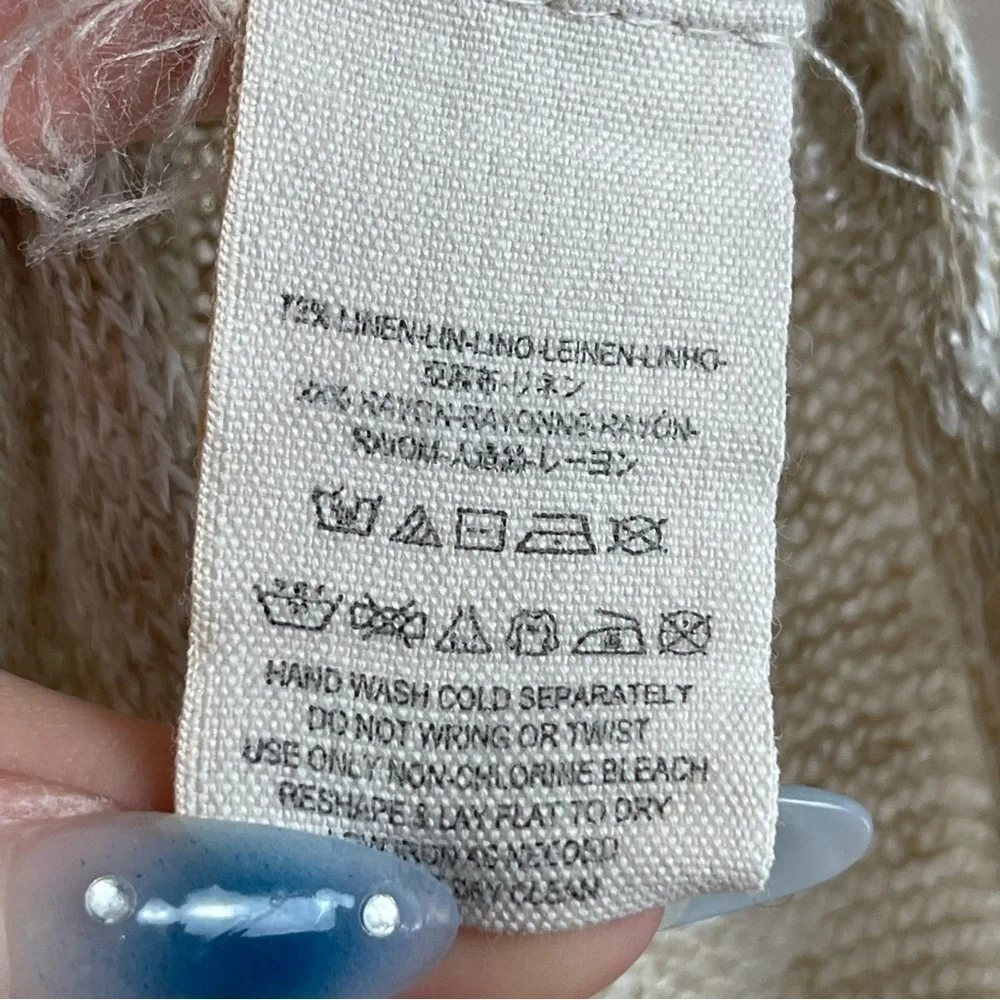 Free People High Low Melange Knit Linen Blend‎ Lightweight Sweater Size Medium